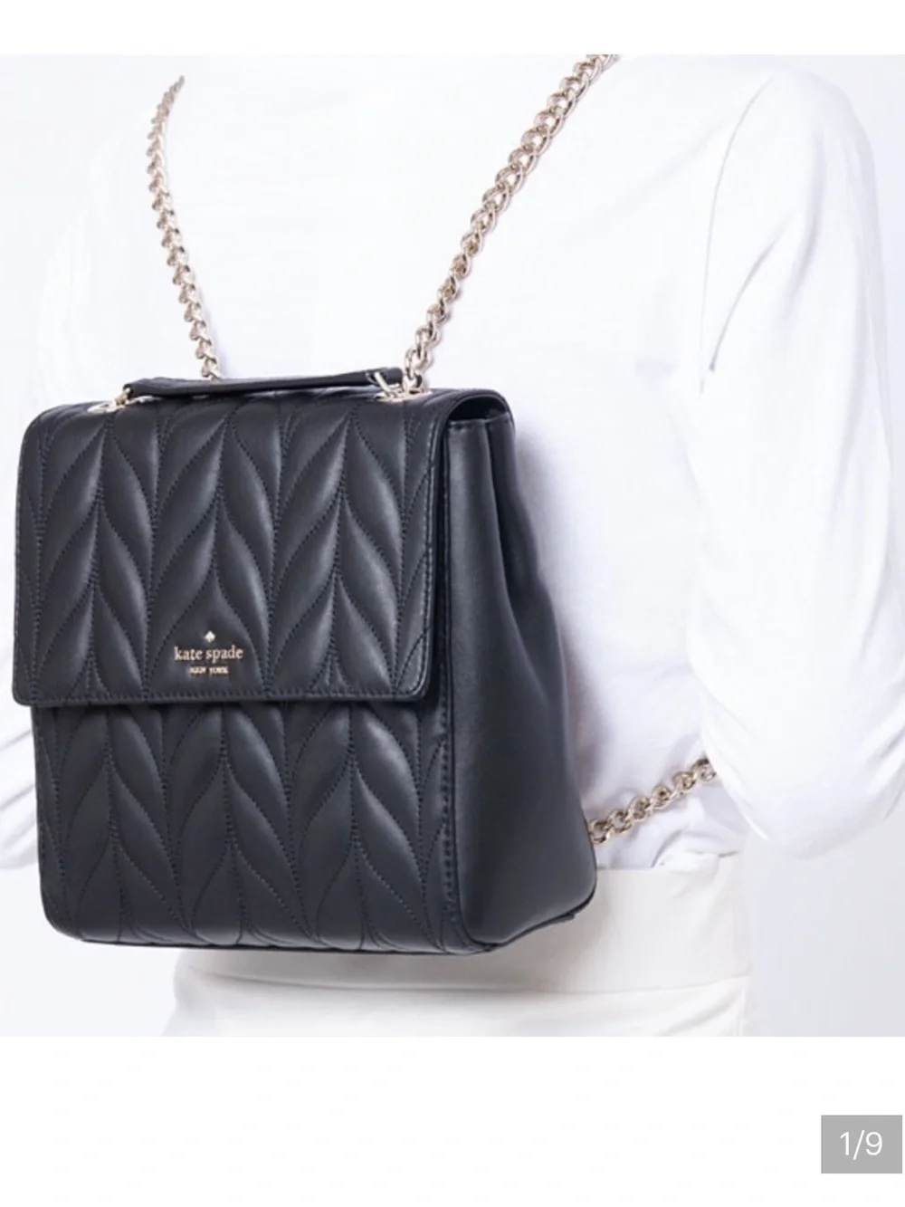 kate spade Black Quilted Leather Chain-Strap Backpack